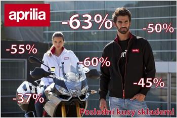 Výprodej vybraného originálního oblečení Aprilia. Slevy až 63%.